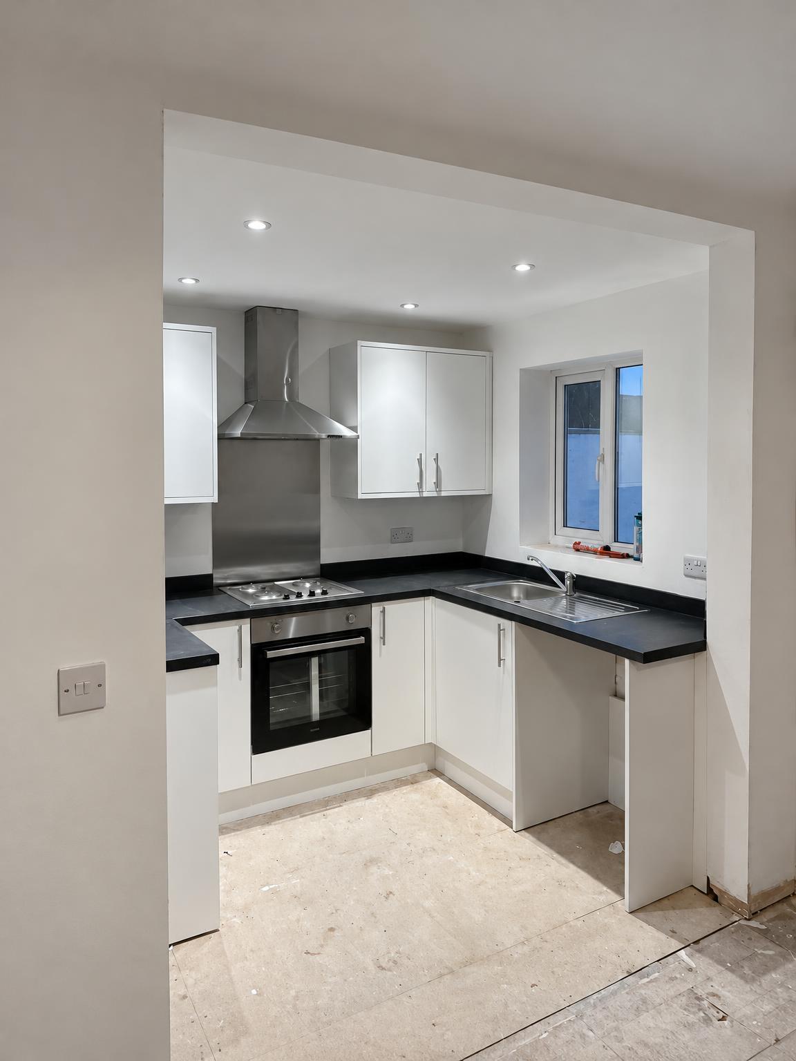 Kitchen replacement, open-plan opening: during
