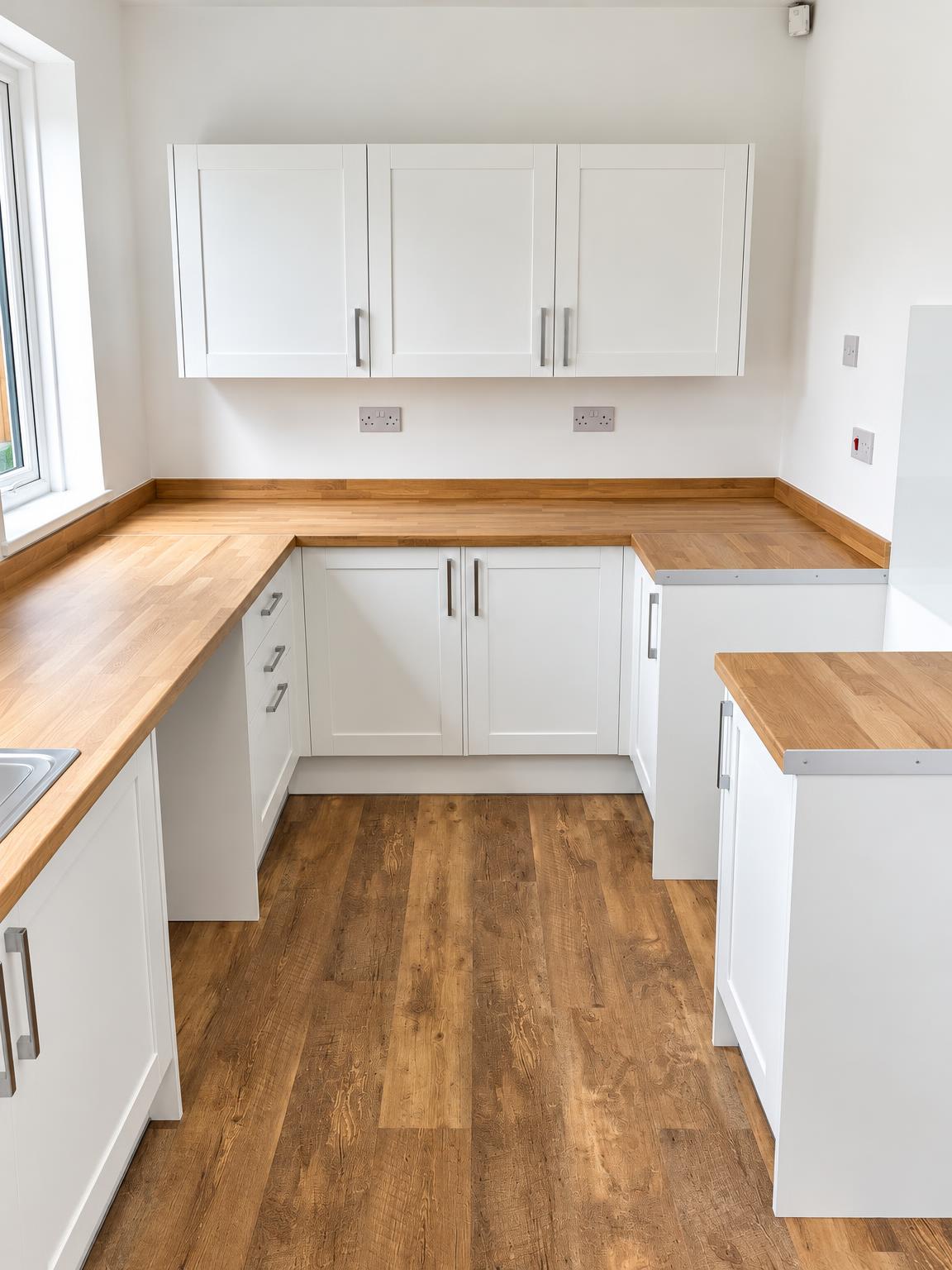 Shaker kitchen, oak worktops